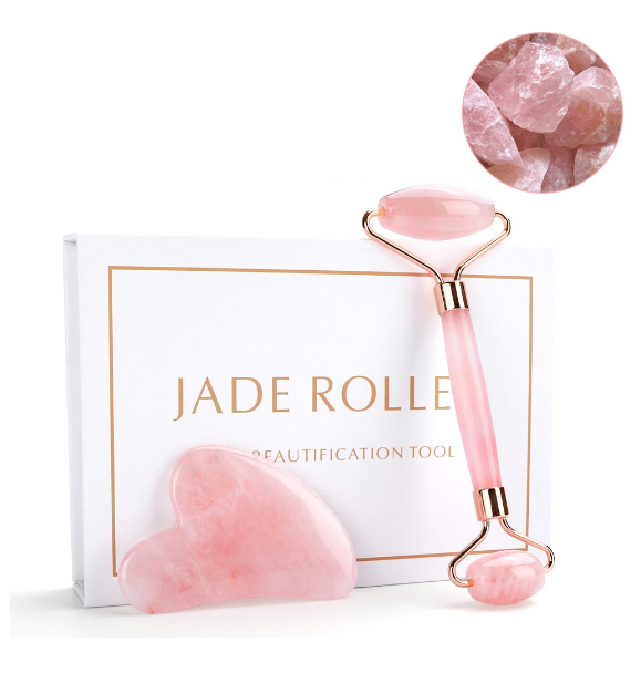 Kit Massageador Facial Gua sha - Jade Rolle