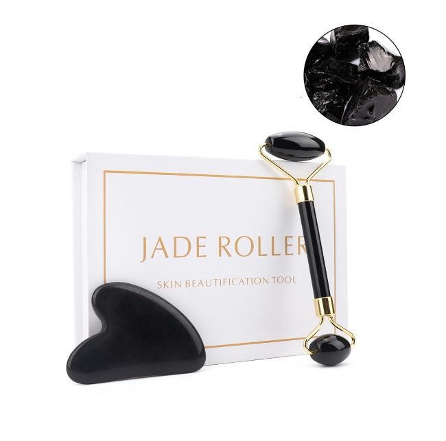 Kit Massageador Facial Gua sha - Jade Rolle