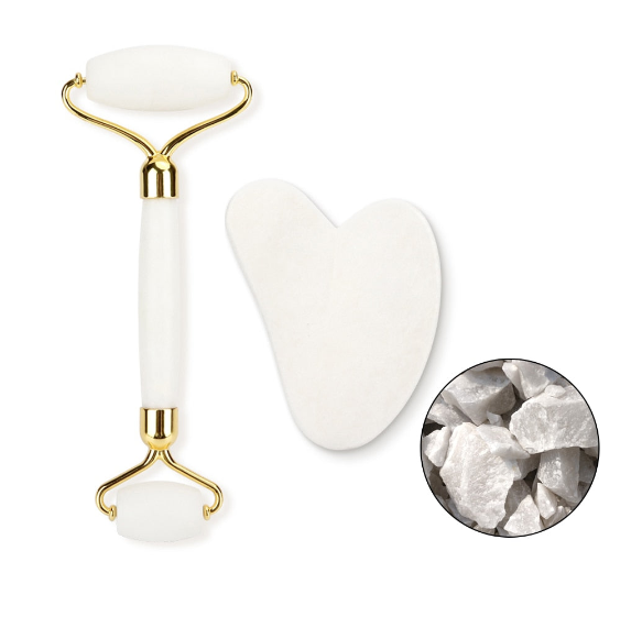 Kit Massageador Facial Gua sha - Jade Rolle