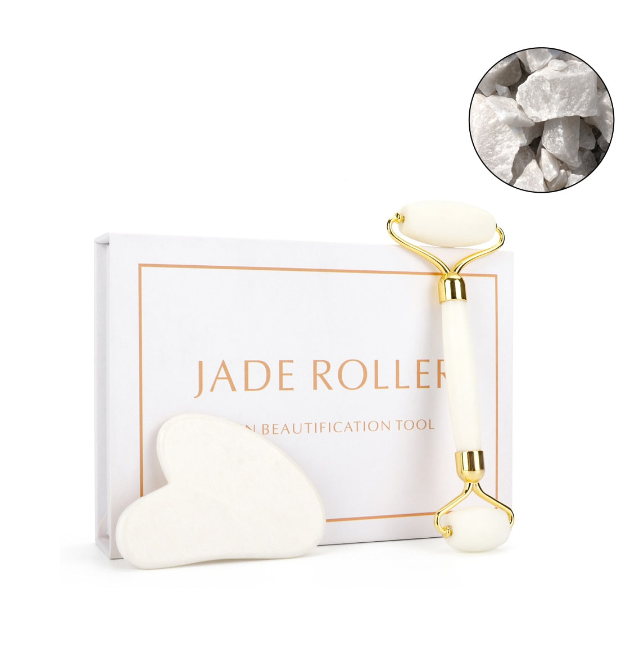 Kit Massageador Facial Gua sha - Jade Rolle